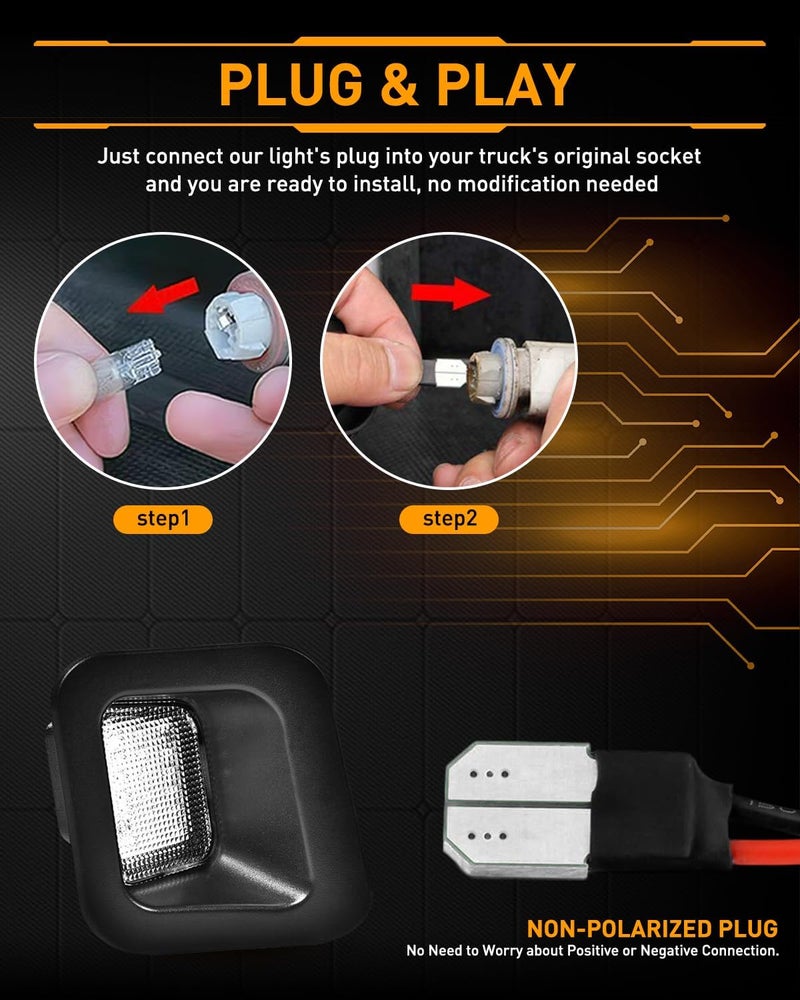 LESAUCE Full LED Clear Lens License Plate Light For 2003-2018 Dodge RAM 1500 2500 3500 Pickup Truck, 6000K Cool White, Tag Lamp Assembly Replacement，2PCS - Image 4